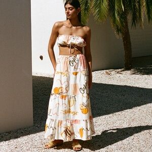 Sabo Skirt Aviva Top & Midi Skirt - Aperol Amalfi - Small